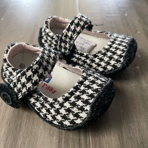 NEW Riley Roos Houndstooth Baby Crib Shoes Black/White sz XS 3-6m